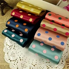 pink white polka dot ribbon
